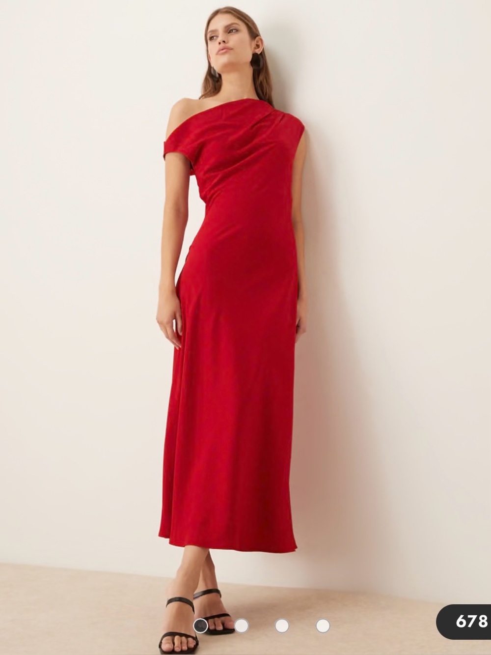 Mango Asymmetric Midaxi Dress 2 Red One Shoulder Evening Wedding Minimalist
